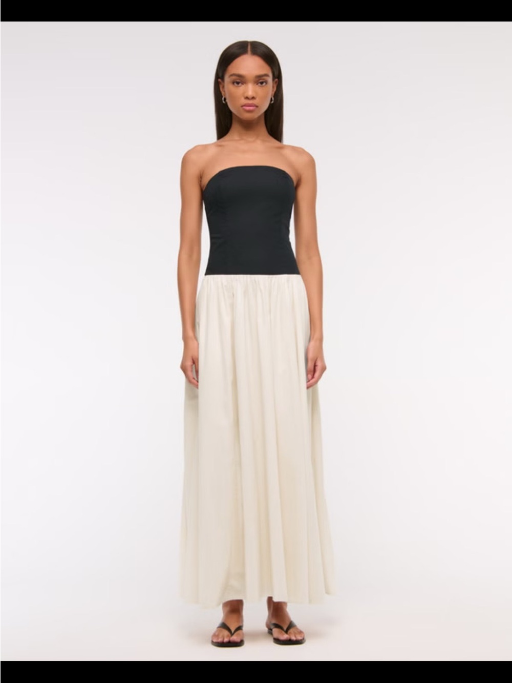 NWT Abercrombie & Fitch Strapless Black Bodice Ivory Maxi Dress